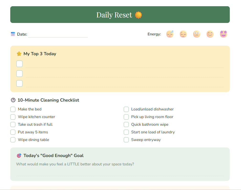 ADHD-Friendly Cleaning Planner | Digital Download