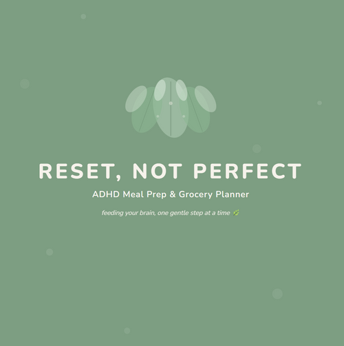 RESET, NOT PERFECT — ADHD Meal Prep & Grocery Planner | 11-Page Digital Download | Neurodivergent Meal Planning Printable