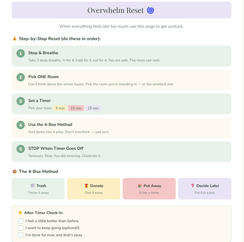 RESET, NOT PERFECT — The Full Reset Kit | ADHD Cleaning & Home Reset Planner | 20-Page Digital Download